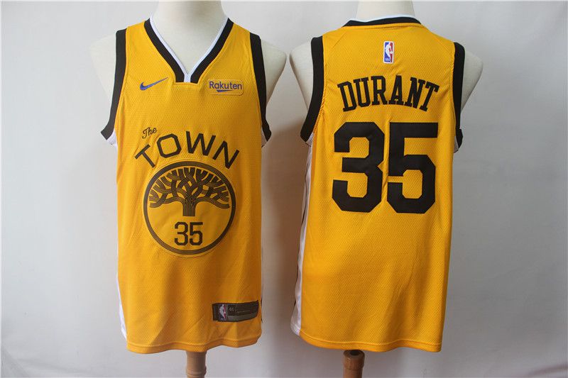 Men Golden State Warriors #35 Durant Yellow City Edition Nike Game NBA Jerseys